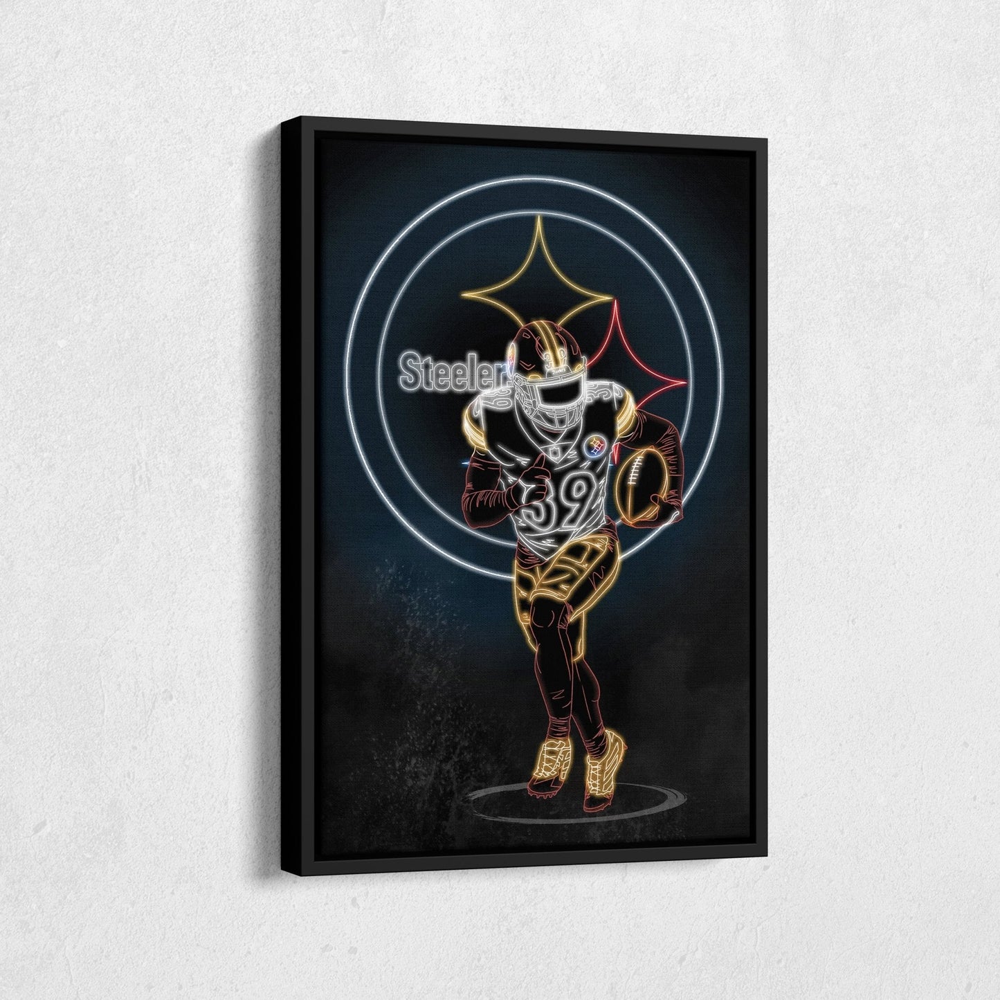 Minkah Fitzpatrick Neon Canvas Art | Steelers Wall Decor