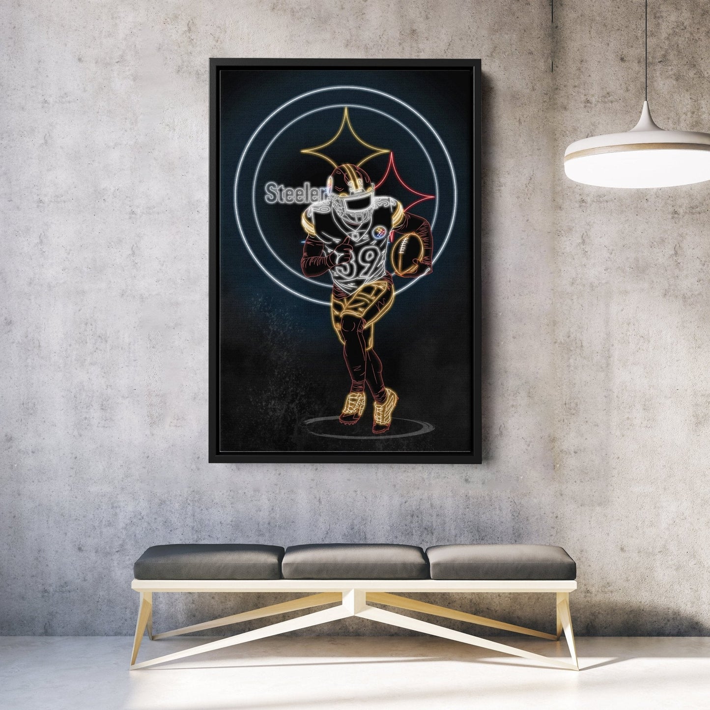 Minkah Fitzpatrick Neon Canvas Art | Steelers Wall Decor