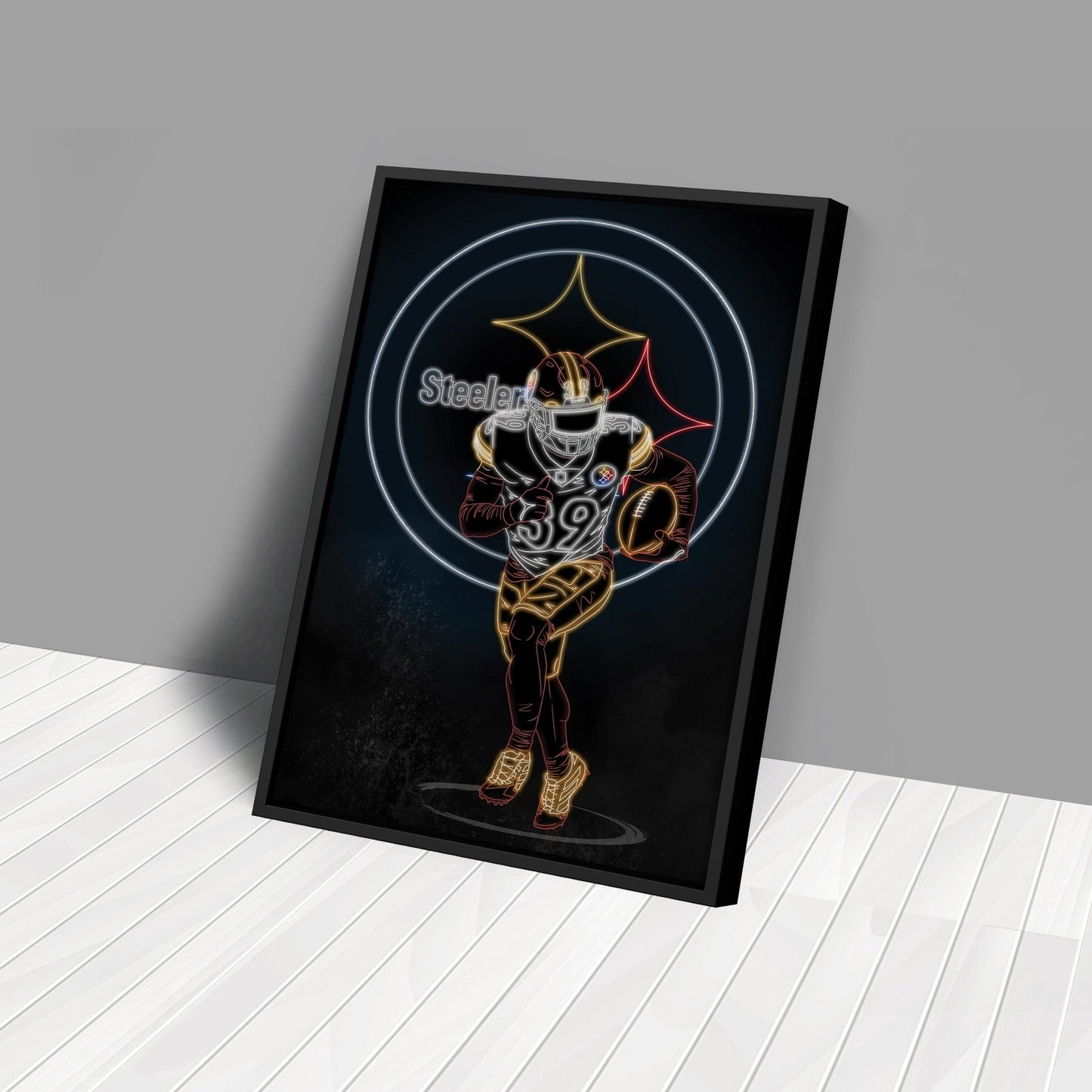 Minkah Fitzpatrick Neon Canvas Art | Steelers Wall Decor