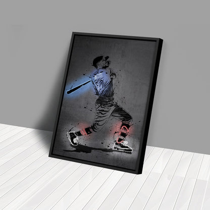 Mookie Betts Neon Canvas Art | Modern Wall Decor for Dodgers Fans