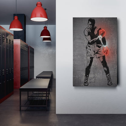 Muhammad Ali Neon Canvas Art | Modern Wall Decor for Boxing Fans