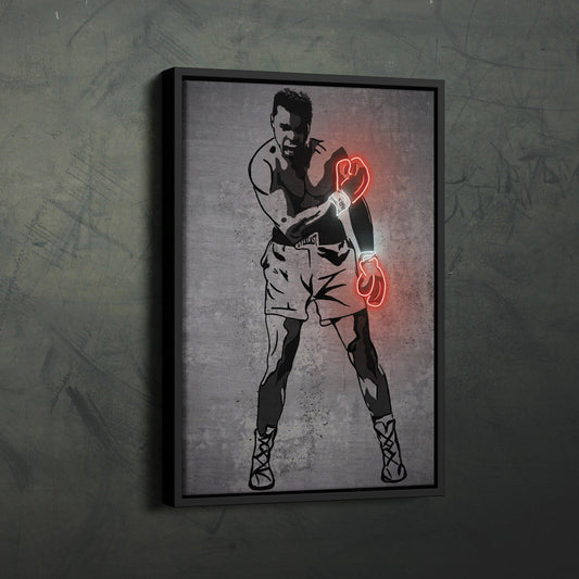 Muhammad Ali Neon Canvas Art | Modern Wall Decor for Boxing Fans