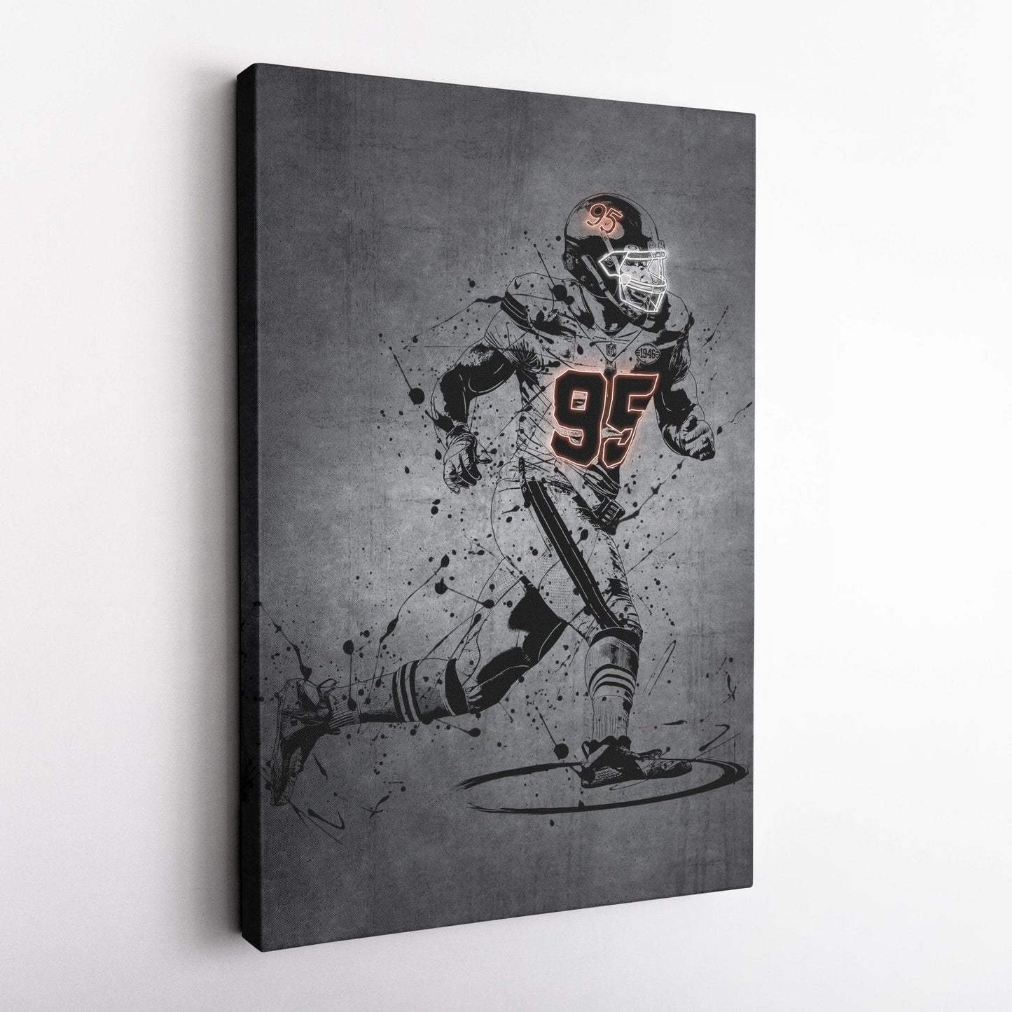 Myles Garrett Neon Canvas Art | Modern Wall Decor for Browns Fans