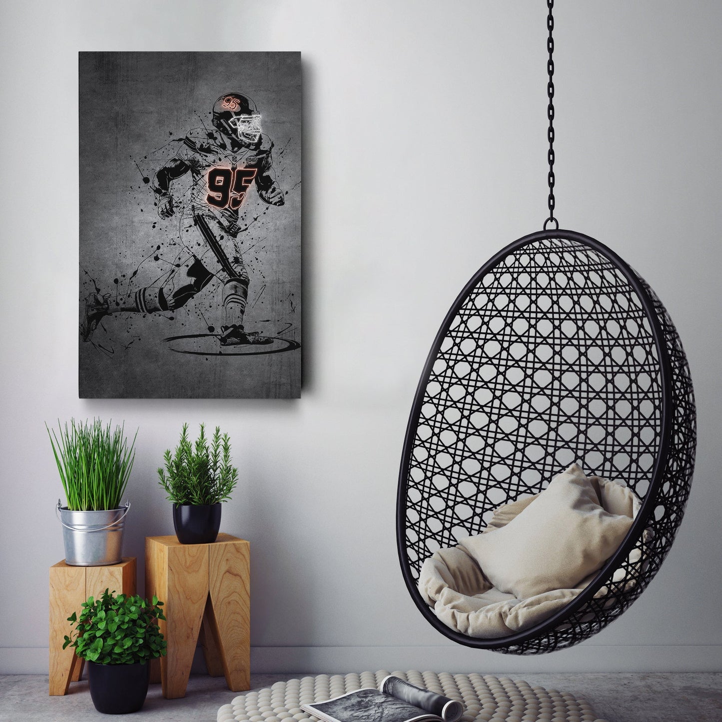 Myles Garrett Neon Canvas Art | Modern Wall Decor for Browns Fans