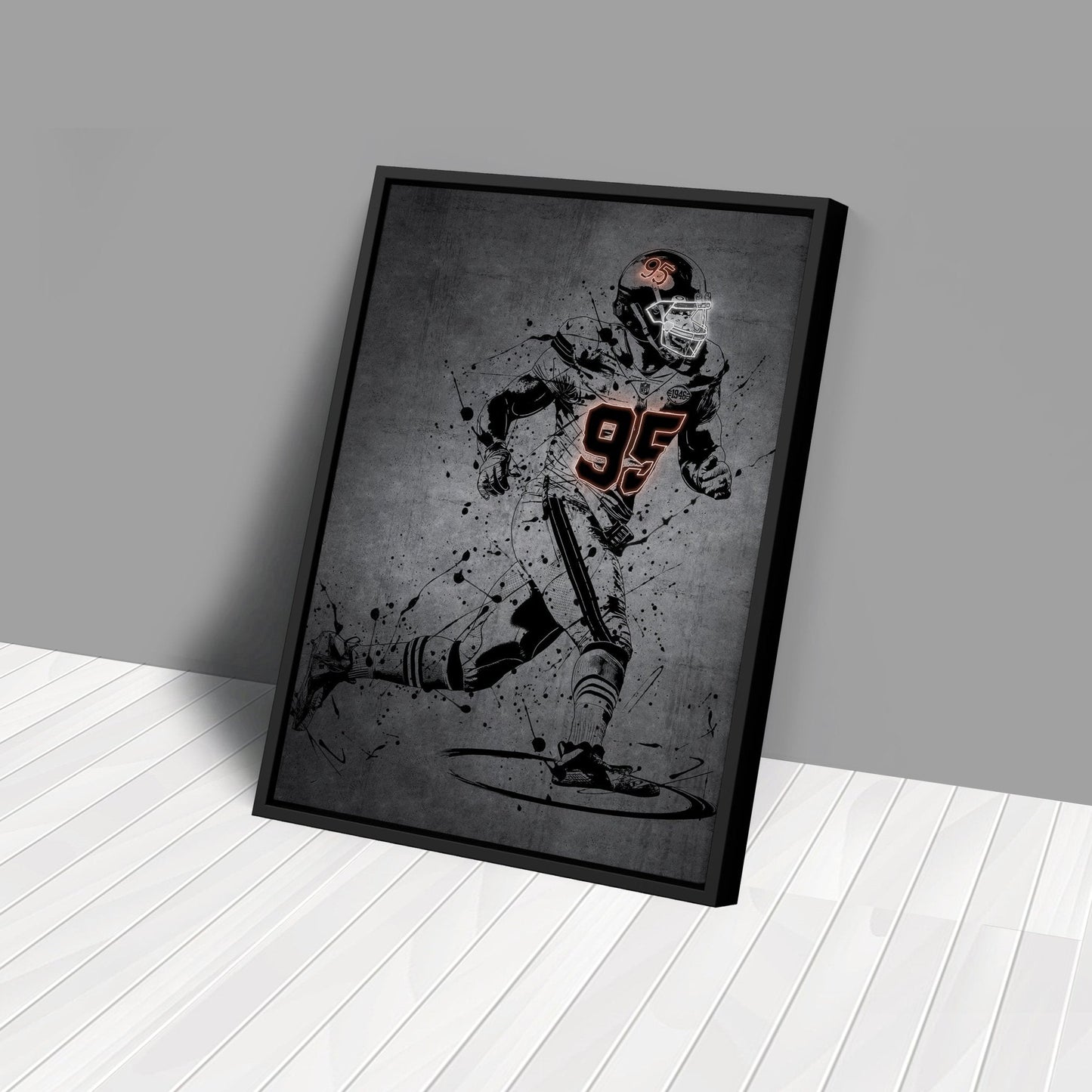 Myles Garrett Neon Canvas Art | Modern Wall Decor for Browns Fans
