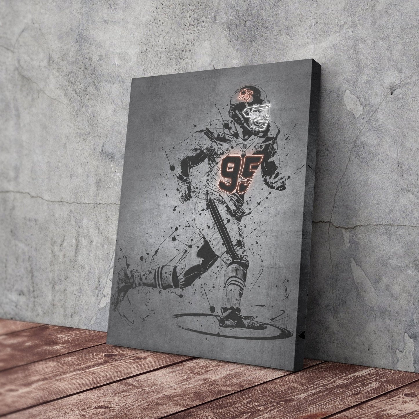 Myles Garrett Neon Canvas Art | Modern Wall Decor for Browns Fans