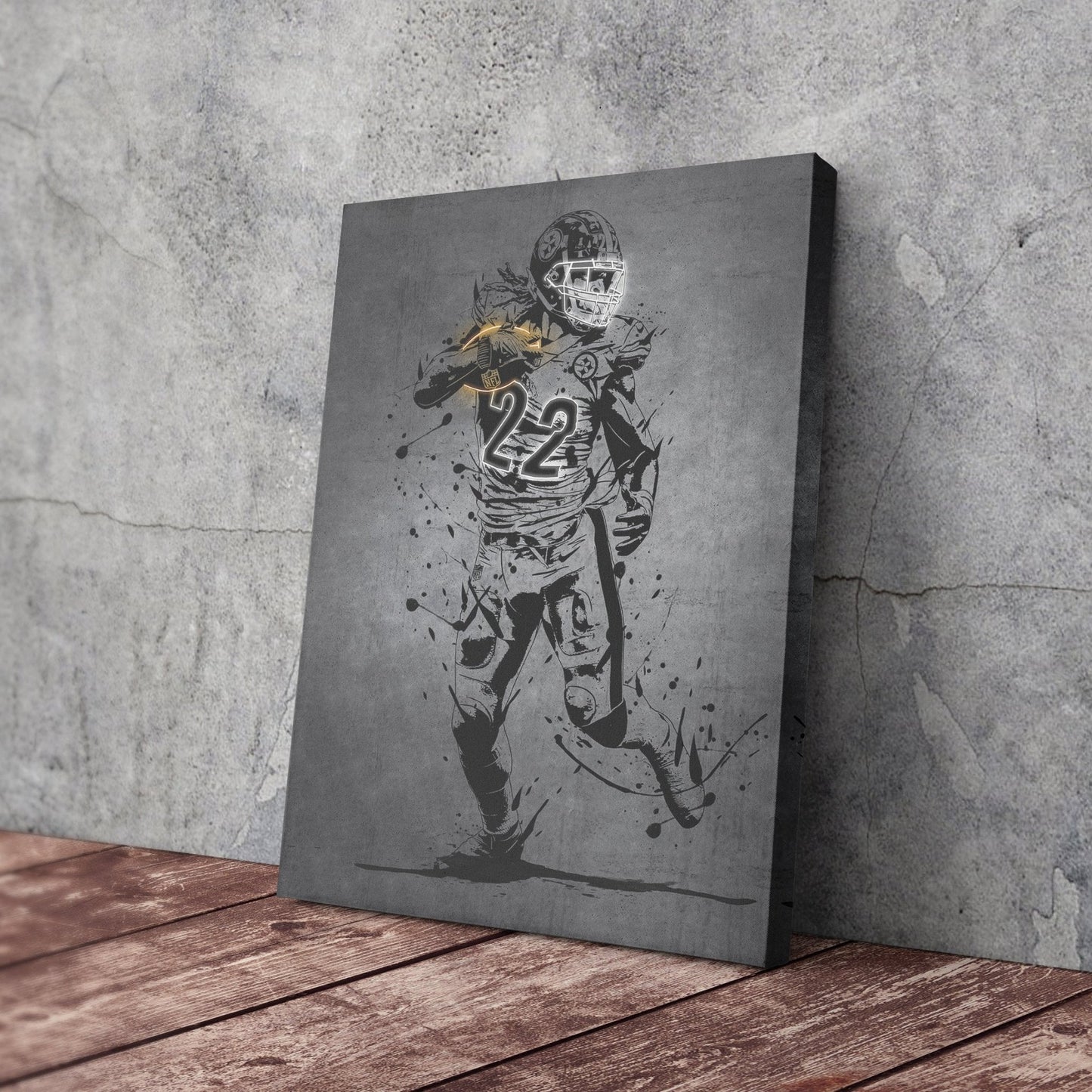 Najee Harris Neon Canvas Art | Modern Wall Decor for Steelers Fans