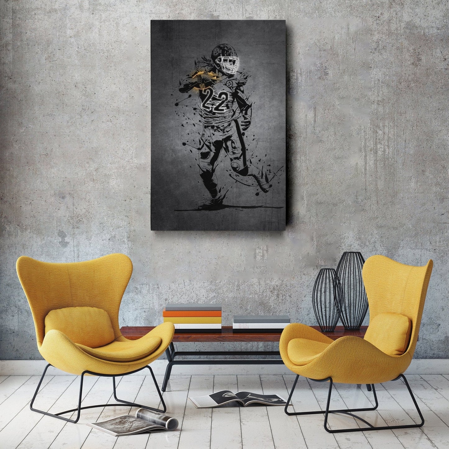Najee Harris Neon Canvas Art | Modern Wall Decor for Steelers Fans