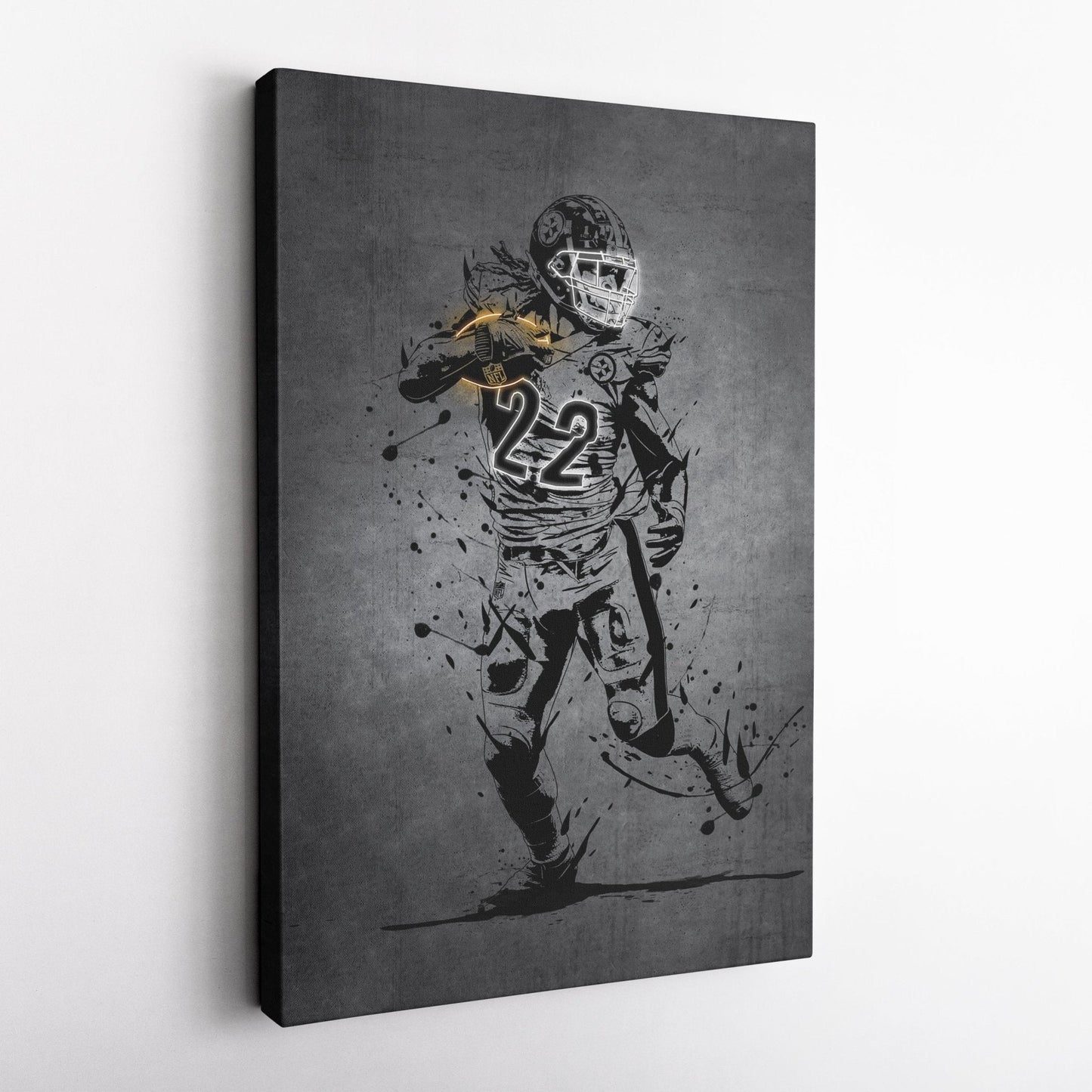 Najee Harris Neon Canvas Art | Modern Wall Decor for Steelers Fans