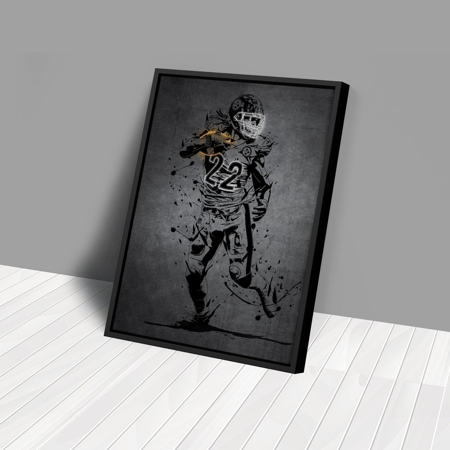 Najee Harris Neon Canvas Art | Modern Wall Decor for Steelers Fans