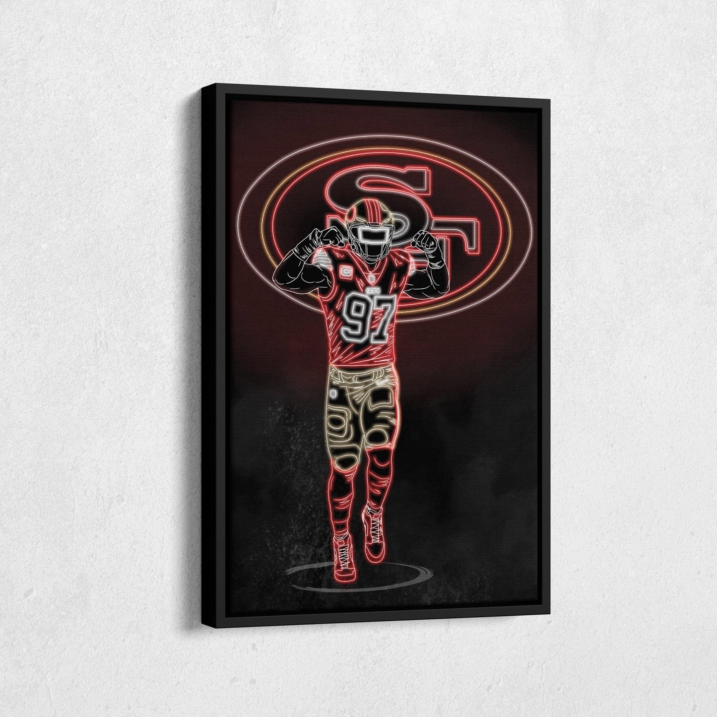 Nick Bosa Neon Canvas Art | 49ers Wall Decor
