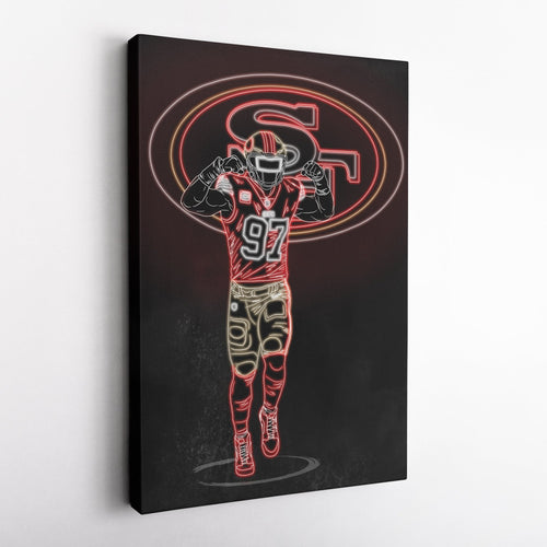 Nick Bosa Neon Canvas Art | 49ers Wall Decor