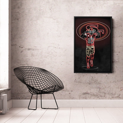Nick Bosa Neon Canvas Art | 49ers Wall Decor