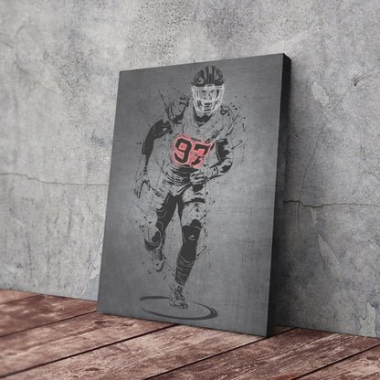 Nick Bosa Neon Canvas Art | Modern Wall Decor for 49ers Fans