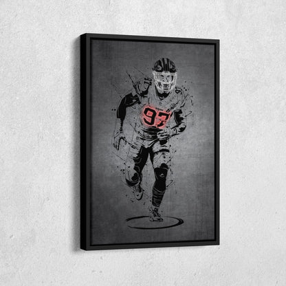 Nick Bosa Neon Canvas Art | Modern Wall Decor for 49ers Fans