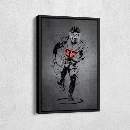 Nick Bosa Neon Canvas Art | Modern Wall Decor for 49ers Fans
