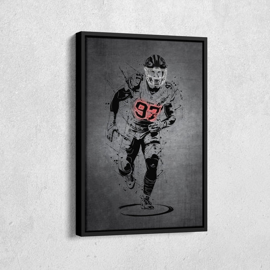 Nick Bosa Neon Canvas Art | Modern Wall Decor for 49ers Fans