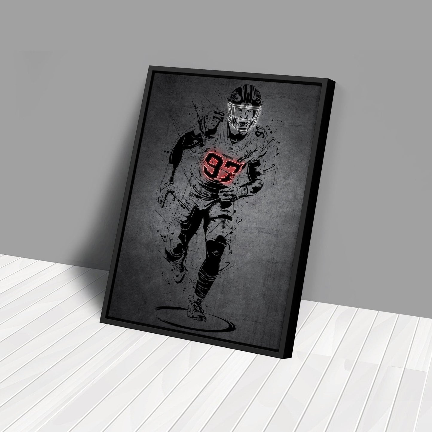 Nick Bosa Neon Canvas Art | Modern Wall Decor for 49ers Fans