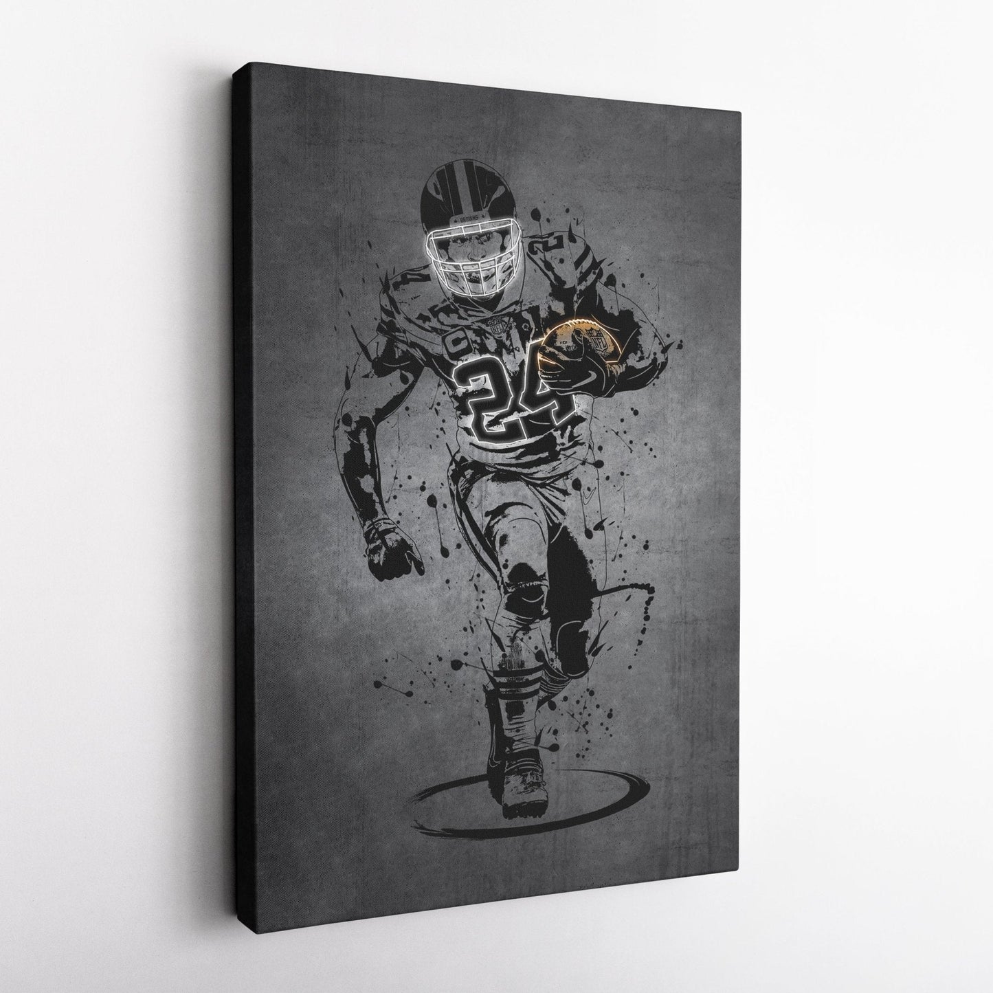 Nick Chubb Neon Canvas Art | Modern Wall Decor for Browns Fans