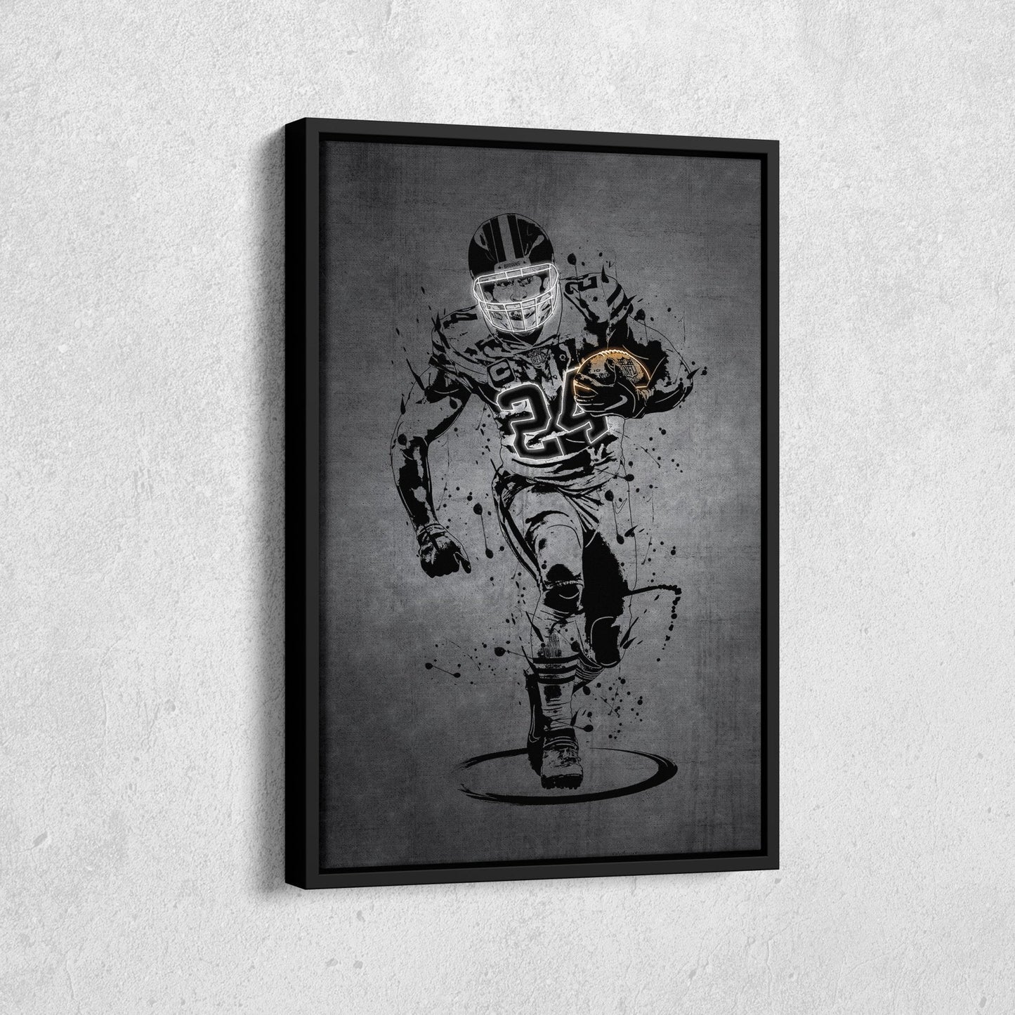 Nick Chubb Neon Canvas Art | Modern Wall Decor for Browns Fans