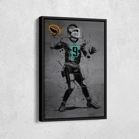Nick Foles Neon Canvas Art | Modern Wall Decor for Eagles Fans