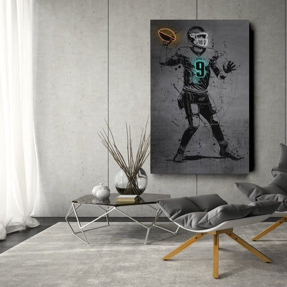 Nick Foles Neon Canvas Art | Modern Wall Decor for Eagles Fans