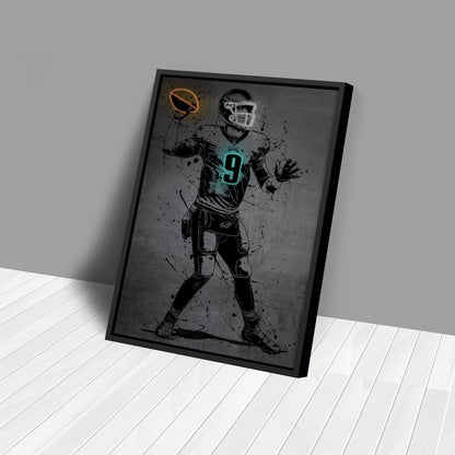 Nick Foles Neon Canvas Art | Modern Wall Decor for Eagles Fans