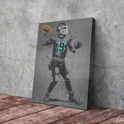 Nick Foles Neon Canvas Art | Modern Wall Decor for Eagles Fans