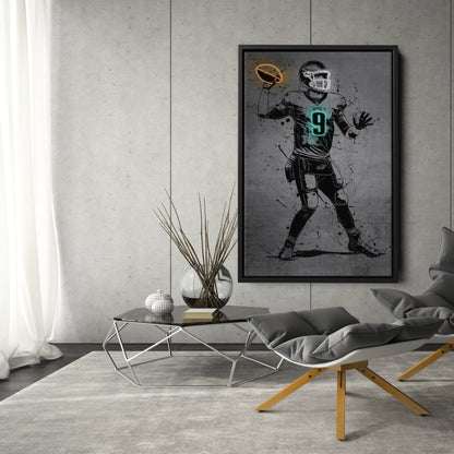 Nick Foles Neon Canvas Art | Modern Wall Decor for Eagles Fans
