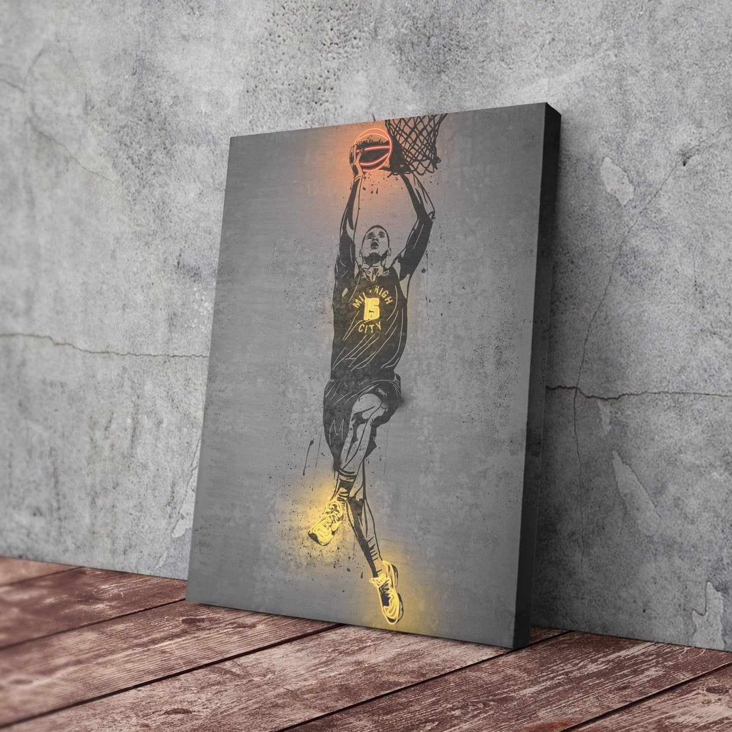 Nikola Jokic Neon Canvas Art | Modern Wall Decor for Nuggets Fans