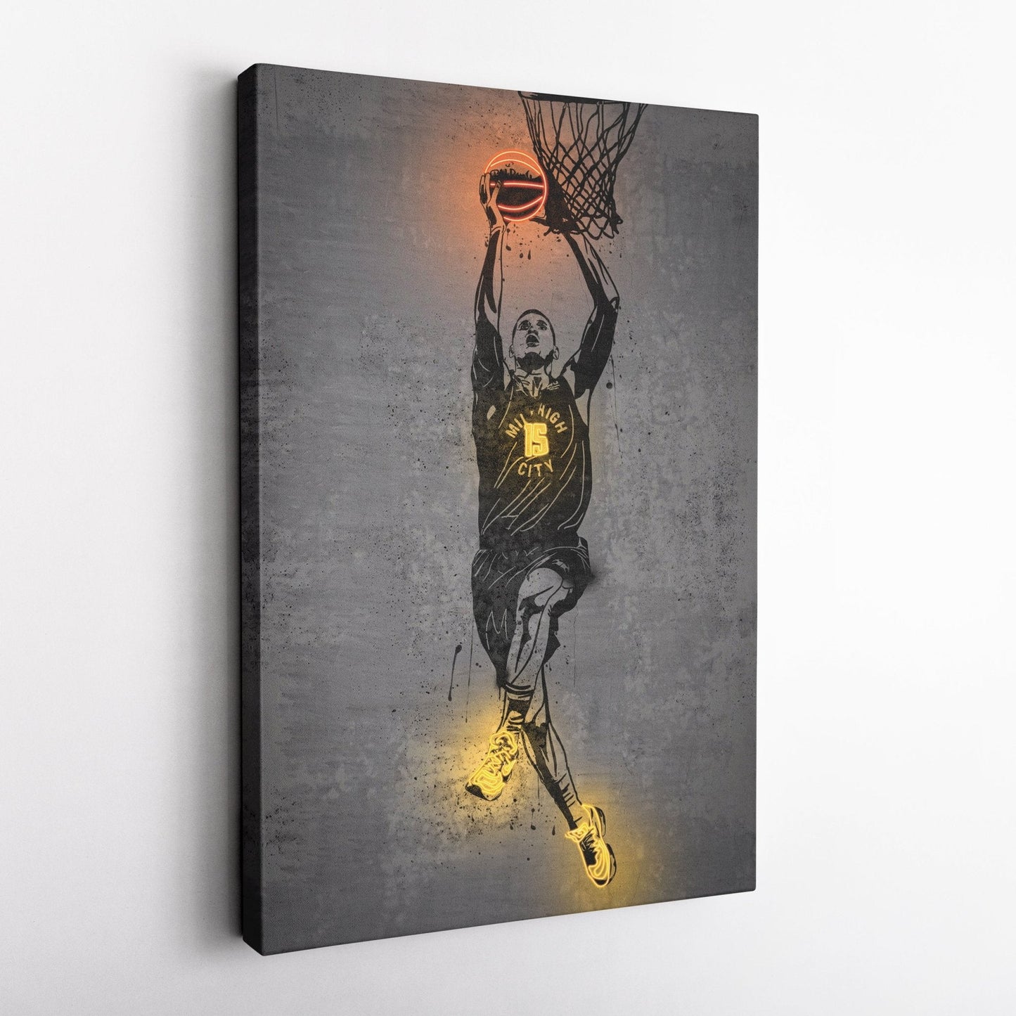 Nikola Jokic Neon Canvas Art | Modern Wall Decor for Nuggets Fans