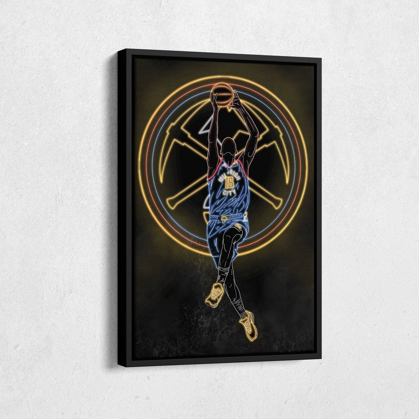 Nikola Jokić Neon Canvas Art | Nuggets Wall Decor