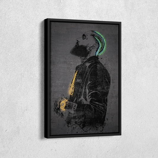 Nipsey Hussle Neon Canvas Art | Music Wall Decor
