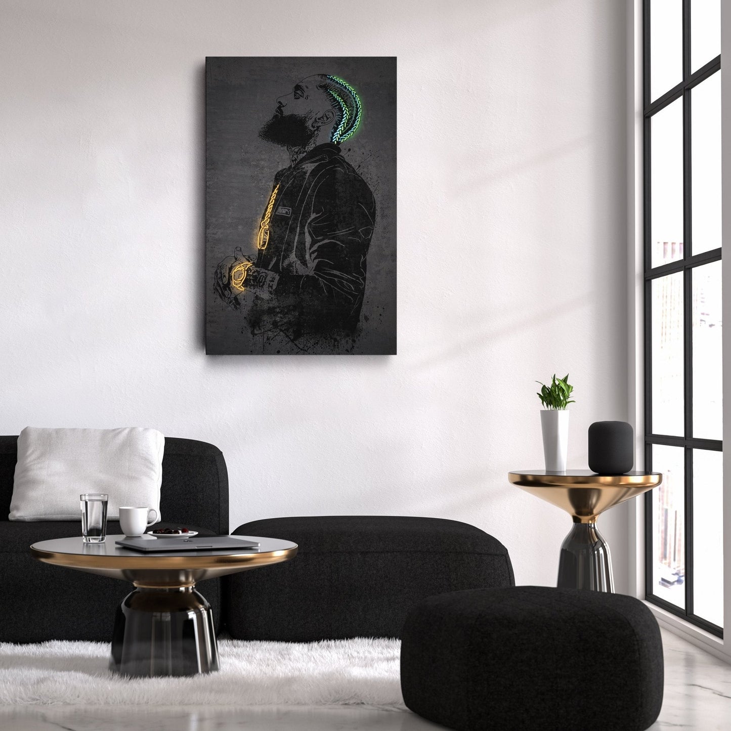 Nipsey Hussle Neon Canvas Art | Music Wall Decor