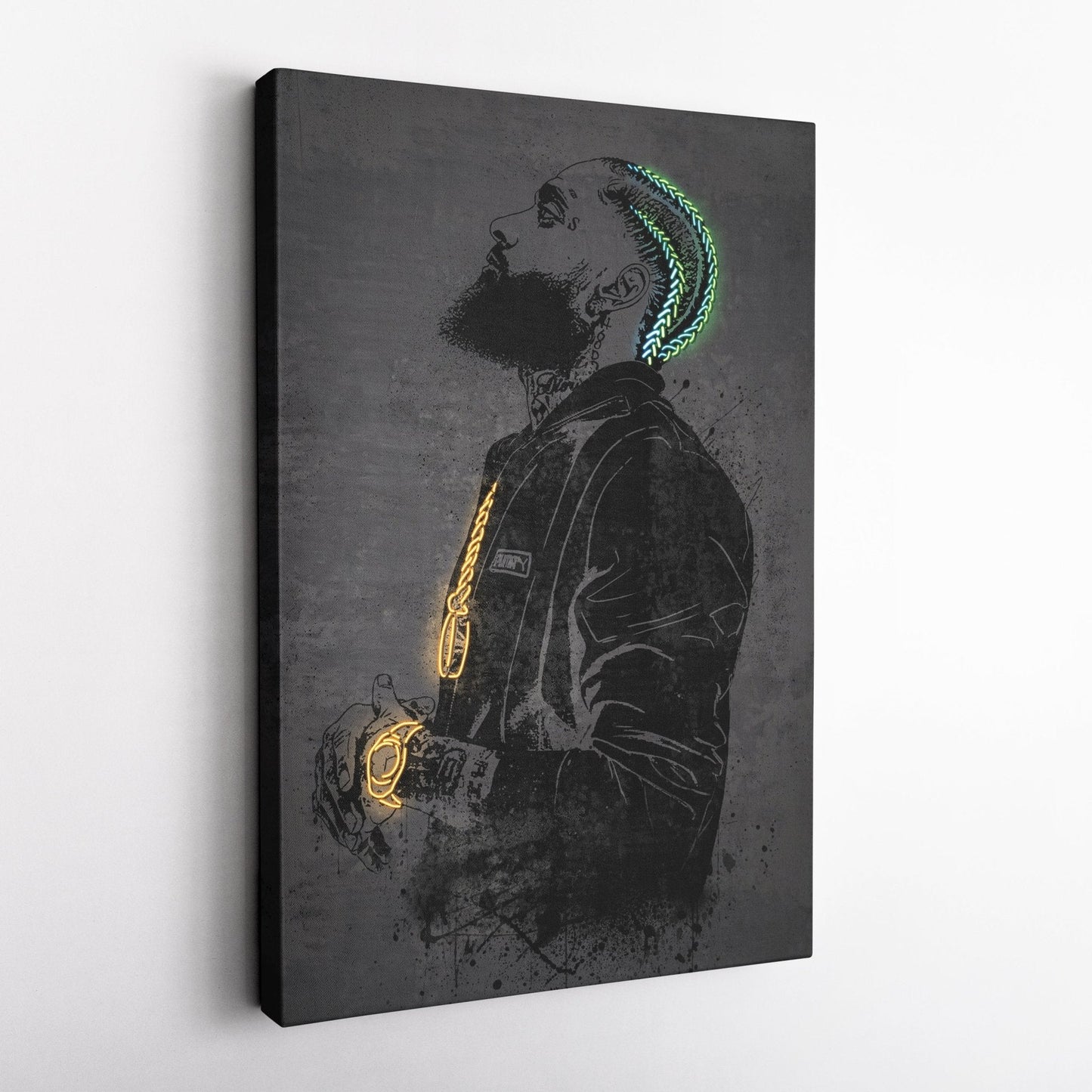 Nipsey Hussle Neon Canvas Art | Music Wall Decor