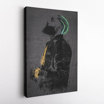 Nipsey Hussle Neon Canvas Art | Music Wall Decor