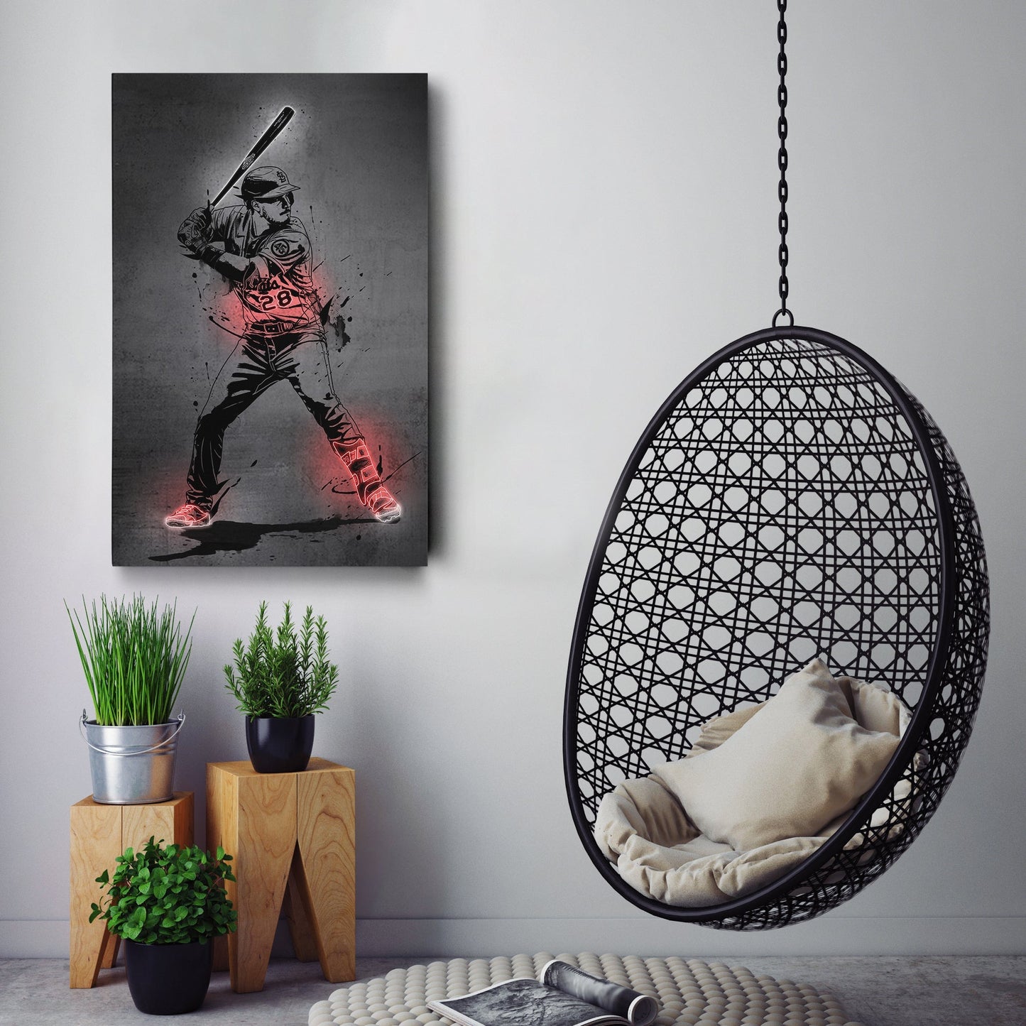 Nolan Arenado Neon Canvas Art | Modern Wall Decor for Cardinals Fans