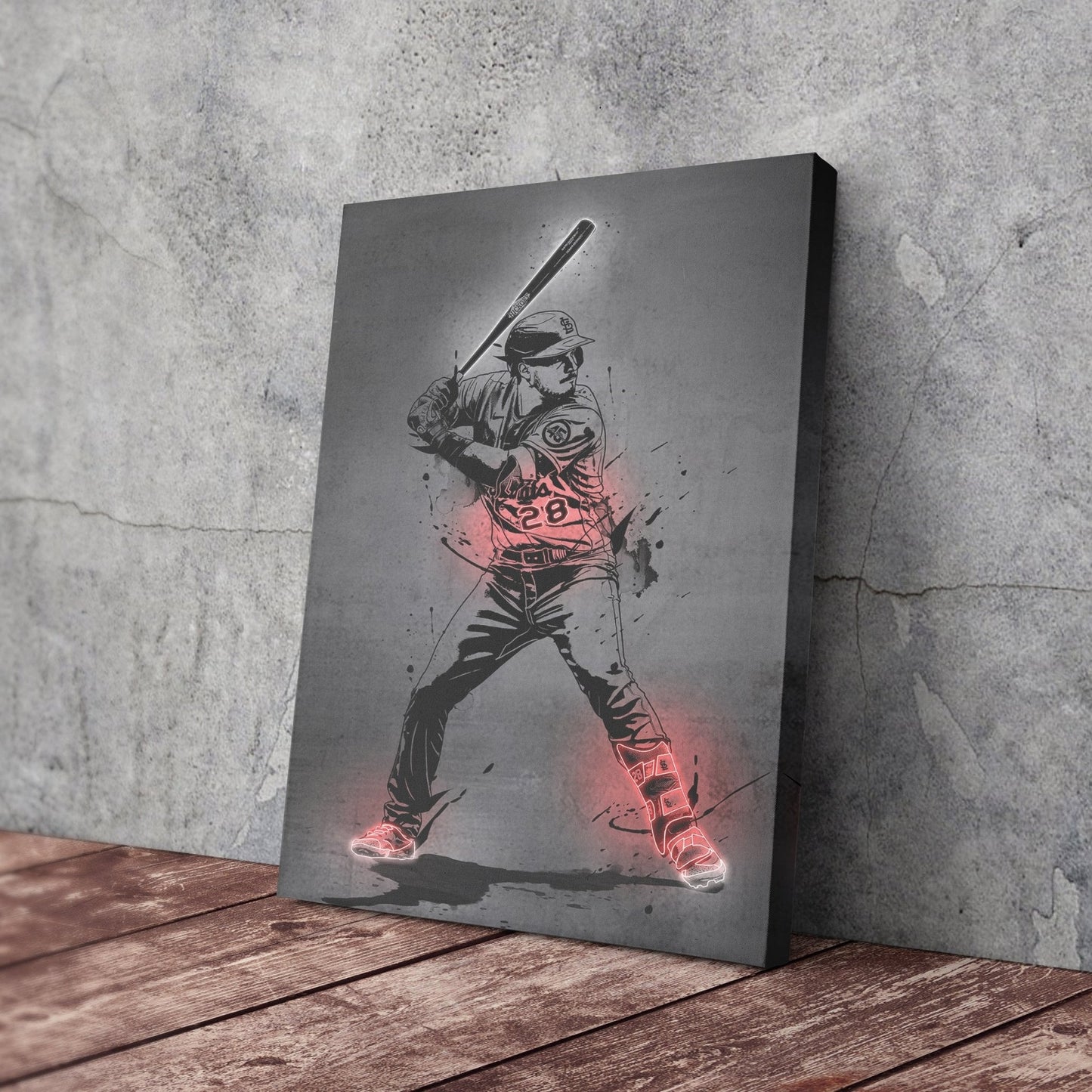 Nolan Arenado Neon Canvas Art | Modern Wall Decor for Cardinals Fans