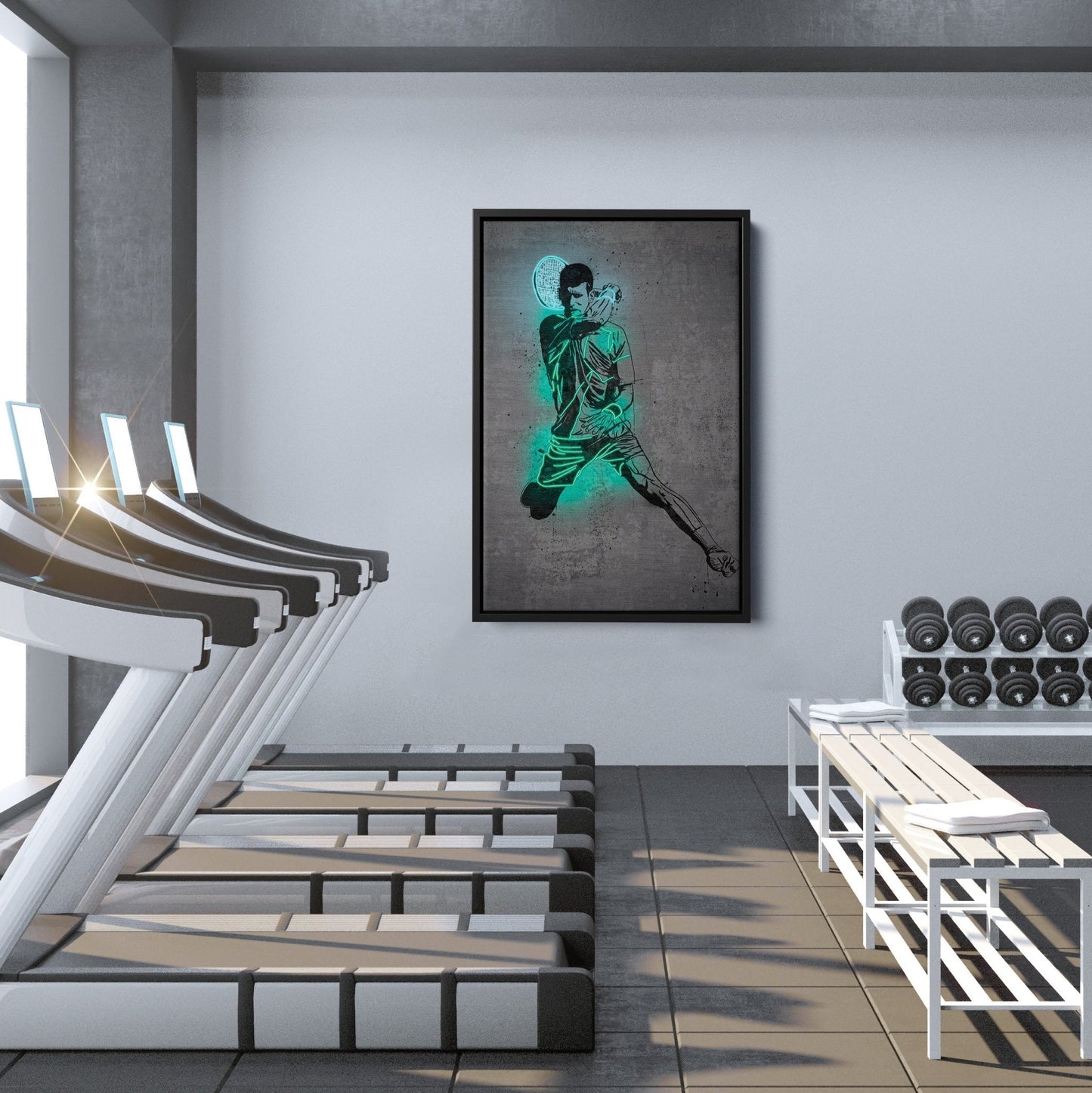 Novak Djokovic Neon Canvas Art | Modern Wall Decor for Tennis Fans