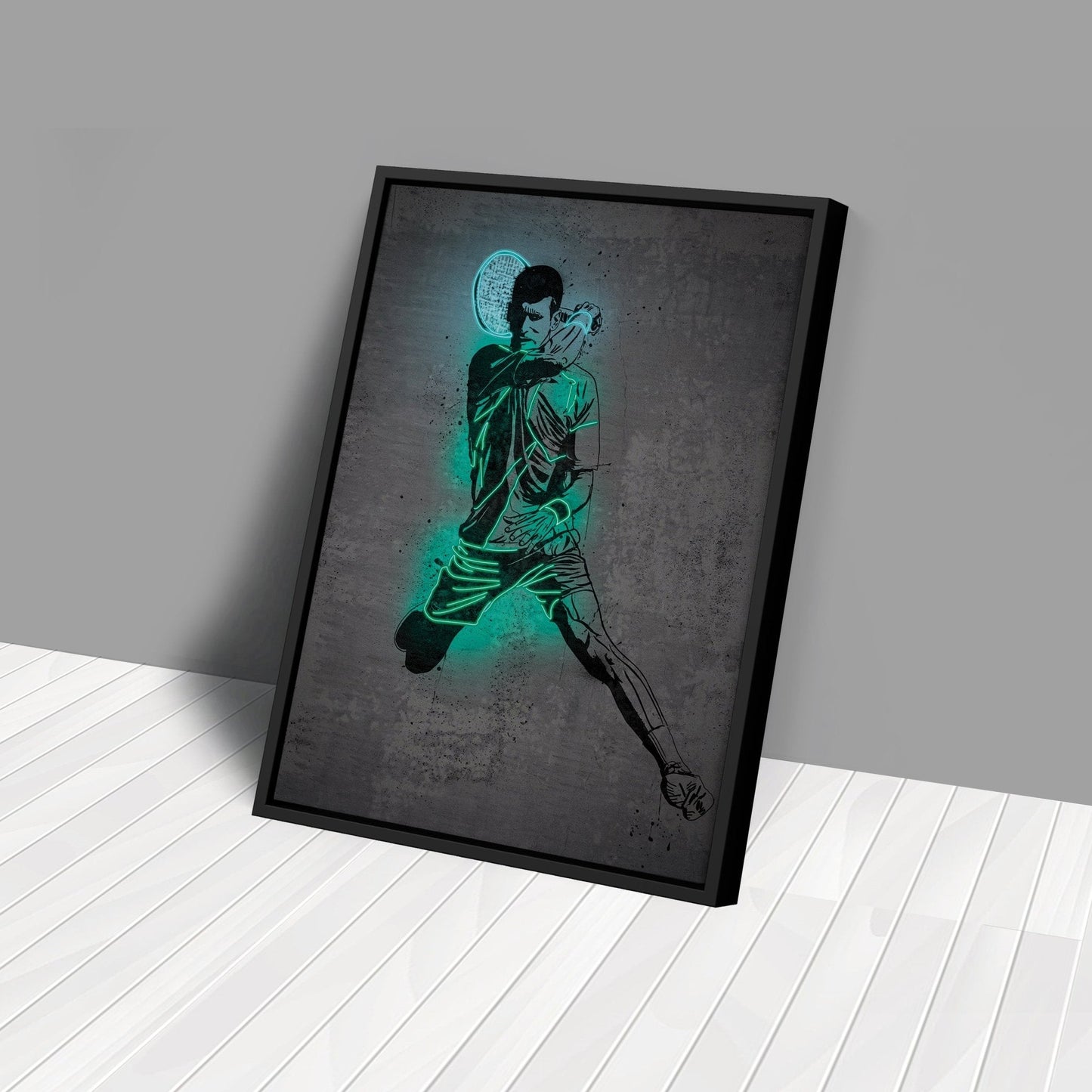 Novak Djokovic Neon Canvas Art | Modern Wall Decor for Tennis Fans