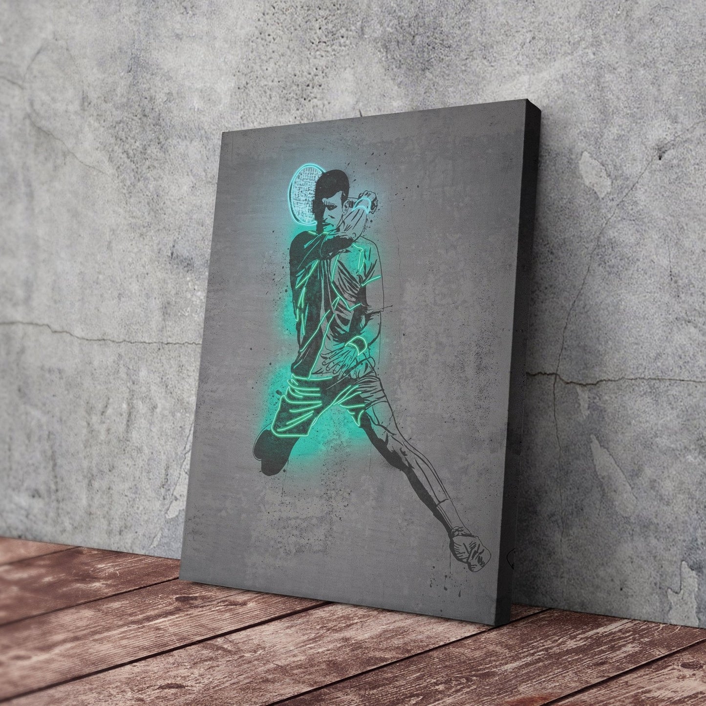 Novak Djokovic Neon Canvas Art | Modern Wall Decor for Tennis Fans