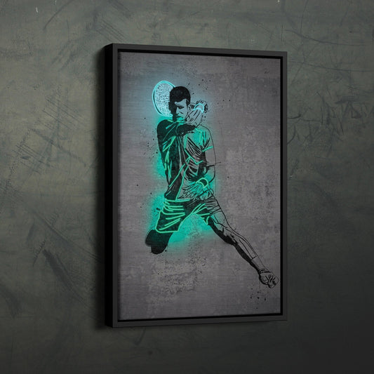 Novak Djokovic Neon Canvas Art | Modern Wall Decor for Tennis Fans