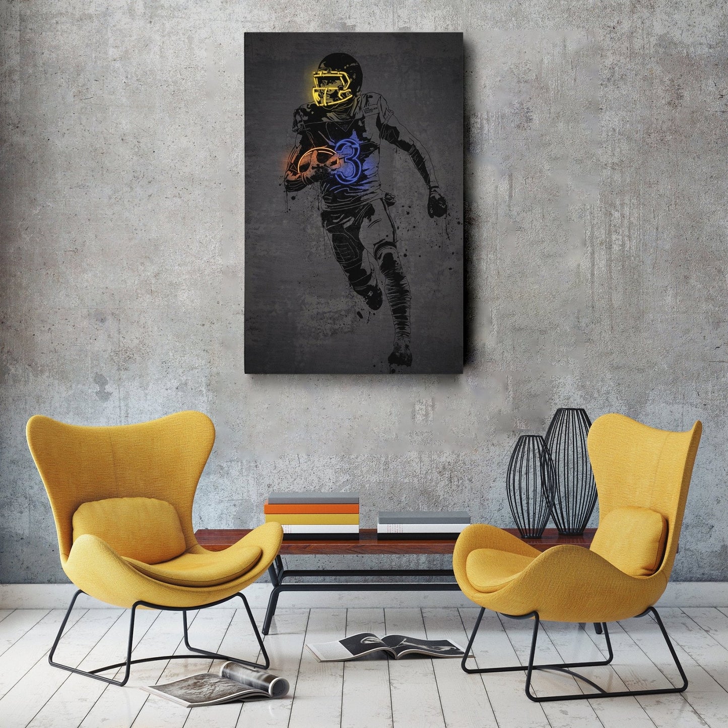 Odell Beckham Jr Neon Canvas Art | Modern Wall Decor for Rams Fans