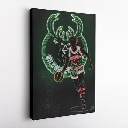 Oscar Robertson Neon Canvas Art | Bucks Wall Decor