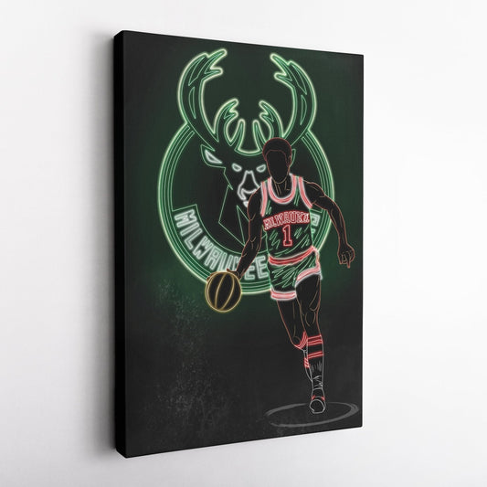 Oscar Robertson Neon Canvas Art | Bucks Wall Decor