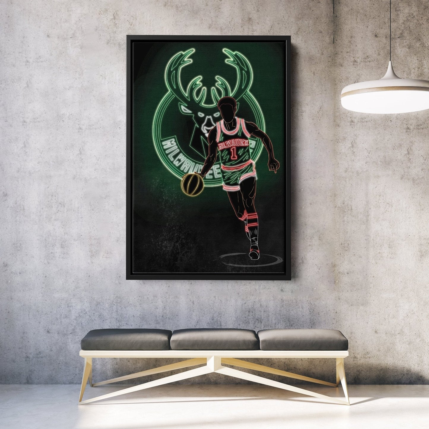 Oscar Robertson Neon Canvas Art | Bucks Wall Decor