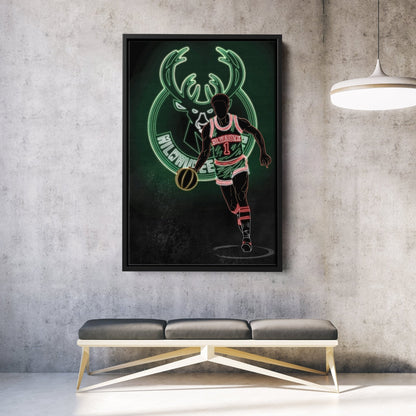 Oscar Robertson Neon Canvas Art | Bucks Wall Decor