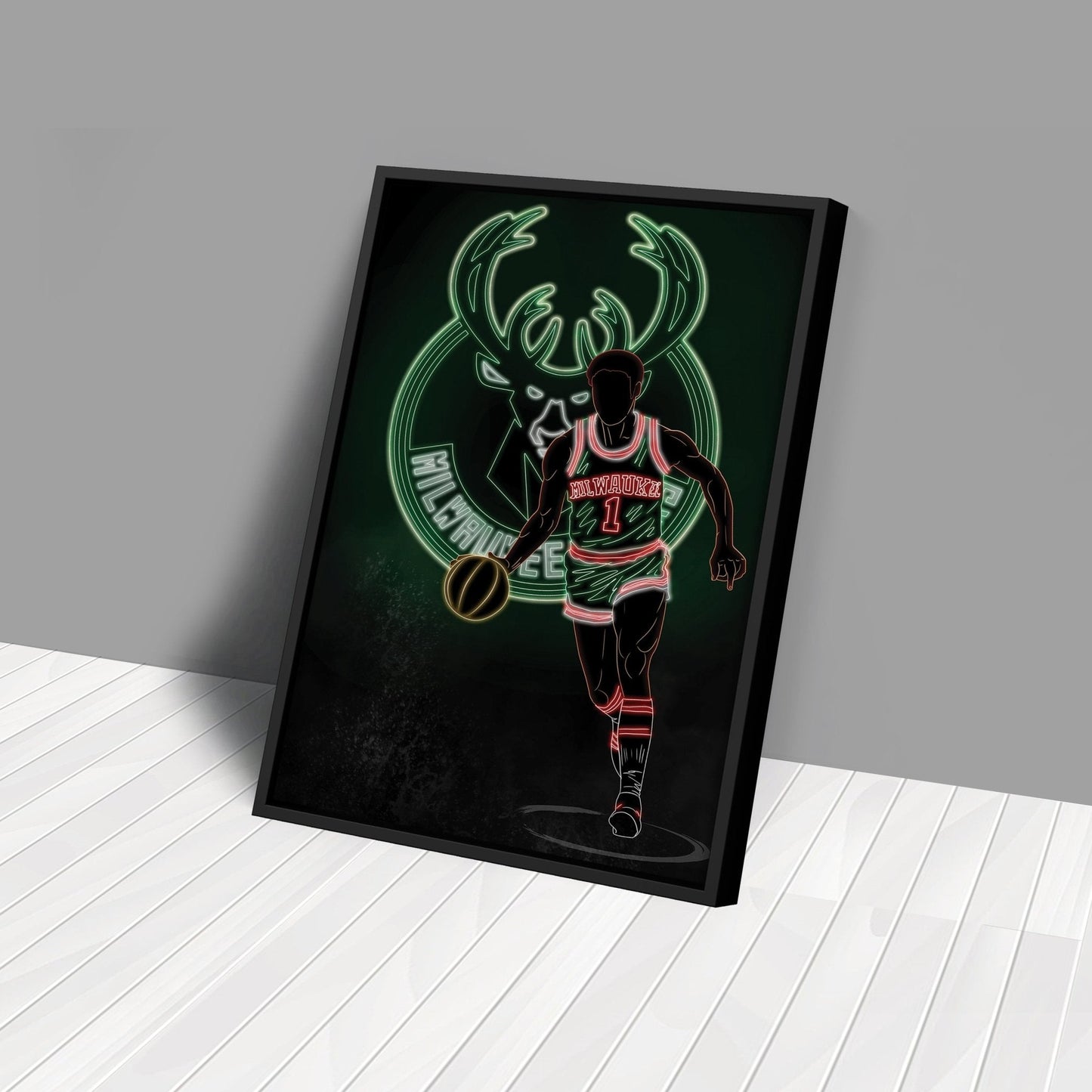 Oscar Robertson Neon Canvas Art | Bucks Wall Decor