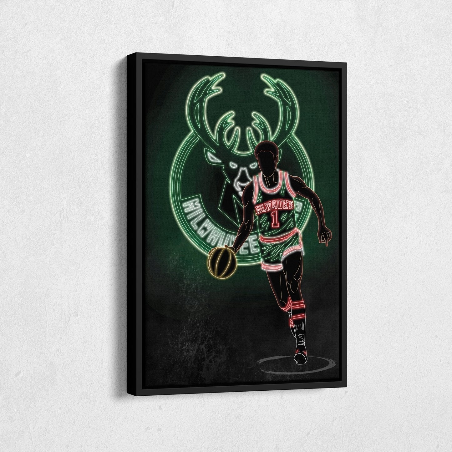 Oscar Robertson Neon Canvas Art | Bucks Wall Decor