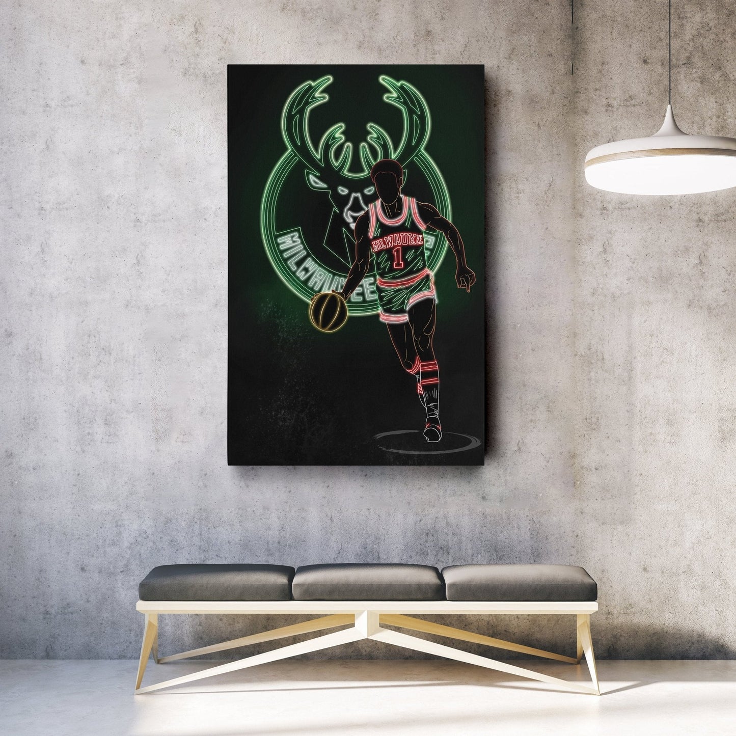 Oscar Robertson Neon Canvas Art | Bucks Wall Decor